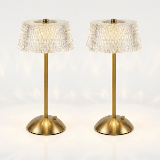 The Regal Duo - matching pair of gold geometric lamps