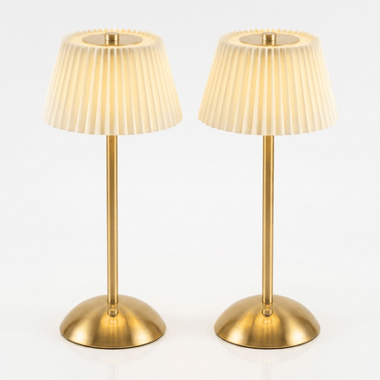 The Pleat Duo - matching pair of white pleated lamps
