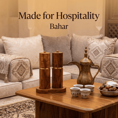 Bahar Grinder Set in Arabic hospitality majlis setting